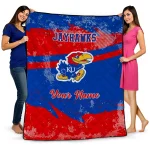 customized kansas jayhawks brushstroke layers blue quilt blanket best selling