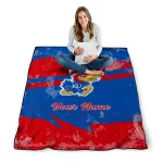 customized kansas jayhawks brushstroke layers blue quilt blanket best selling