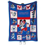 customized kansas jayhawks mickey crimson blue white quilt blanket best selling