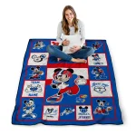 customized kansas jayhawks mickey crimson blue white quilt blanket best selling