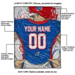 customized kansas jayhawks player sketch blue gray quilt blanket best selling