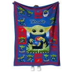 customized kansas jayhawks yody baby pattern blue quilt blanket best selling
