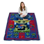 customized kansas jayhawks yody baby pattern blue quilt blanket best selling