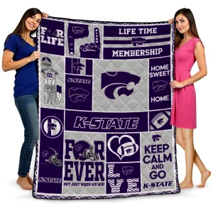 customized kansas state wildcats helmet passion purple quilt blanket best selling