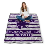 customized kansas state wildcats layered florals purple white quilt blanket best selling