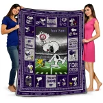 customized kansas state wildcats snoopy coach purple quilt blanket best selling