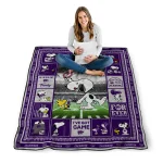 customized kansas state wildcats snoopy coach purple quilt blanket best selling