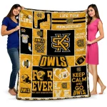 customized kennesaw state owls helmet passion gold quilt blanket best selling
