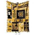 customized kennesaw state owls helmet passion gold quilt blanket best selling
