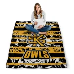 customized kennesaw state owls layered florals gold white quilt blanket best selling