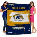 customized kent state golden flashes grunge patch navy blue white quilt blanket best selling