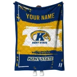 customized kent state golden flashes grunge patch navy blue white quilt blanket best selling