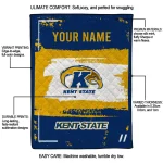 customized kent state golden flashes grunge patch navy blue white quilt blanket best selling