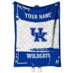 customized kentucky wildcats grunge patch blue white quilt blanket best selling
