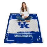 customized kentucky wildcats grunge patch blue white quilt blanket best selling