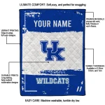 customized kentucky wildcats grunge patch blue white quilt blanket best selling