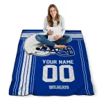 customized kentucky wildcats helmet theme blue quilt blanket best selling