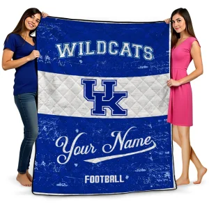 customized kentucky wildcats hibiscus burst blue white quilt blanket best selling