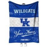 customized kentucky wildcats hibiscus burst blue white quilt blanket best selling