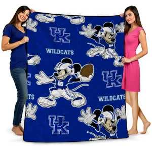 customized kentucky wildcats mickey football blue quilt blanket best selling