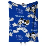customized kentucky wildcats mickey football blue quilt blanket best selling