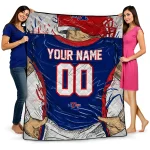customized la tech player sketch blue gray quilt blanket best selling