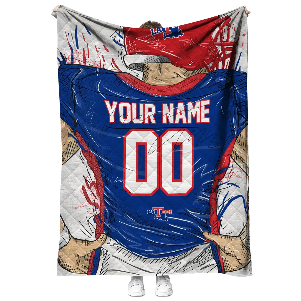 customized la tech player sketch blue gray quilt blanket fashion forward
