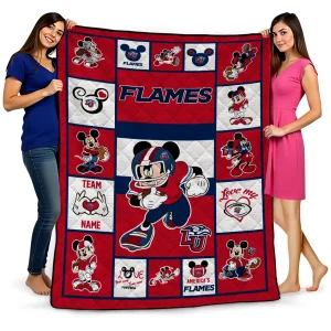 customized liberty flames mickey crimson red white quilt blanket best selling