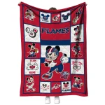 customized liberty flames mickey crimson red white quilt blanket best selling
