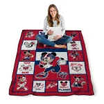 customized liberty flames mickey crimson red white quilt blanket best selling