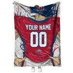 customized liberty flames player sketch red gray quilt blanket best selling