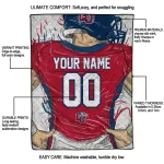 customized liberty flames player sketch red gray quilt blanket best selling