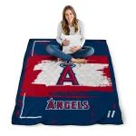 customized los angeles angels grunge patch blue white quilt blanket best selling