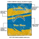 customized los angeles chargers brushstroke layers blue quilt blanket best selling