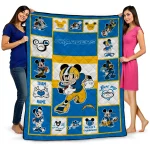customized los angeles chargers mickey crimson blue white quilt blanket best selling