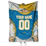 customized los angeles chargers player sketch blue gray quilt blanket best selling