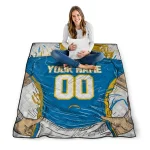 customized los angeles chargers player sketch blue gray quilt blanket best selling