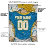 customized los angeles chargers player sketch blue gray quilt blanket best selling