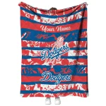 customized los angeles dodgers layered florals blue white quilt blanket best selling