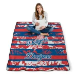 customized los angeles dodgers layered florals blue white quilt blanket best selling