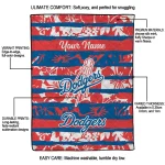 customized los angeles dodgers layered florals blue white quilt blanket best selling