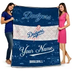 customized los angeles dodgers snoopy victory blue white quilt blanket best selling