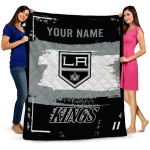 customized los angeles kings grunge patch black white quilt blanket best selling