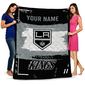customized los angeles kings grunge patch black white quilt blanket best selling