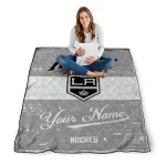 customized los angeles kings pinstripe lines black white quilt blanket best selling