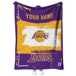 customized los angeles lakers grunge patch purple white quilt blanket best selling