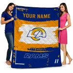 customized los angeles rams grunge patch blue white quilt blanket best selling