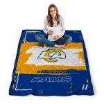 customized los angeles rams grunge patch blue white quilt blanket best selling