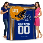 customized los angeles rams helmet theme blue quilt blanket best selling