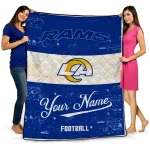 customized los angeles rams hibiscus burst blue white quilt blanket best selling